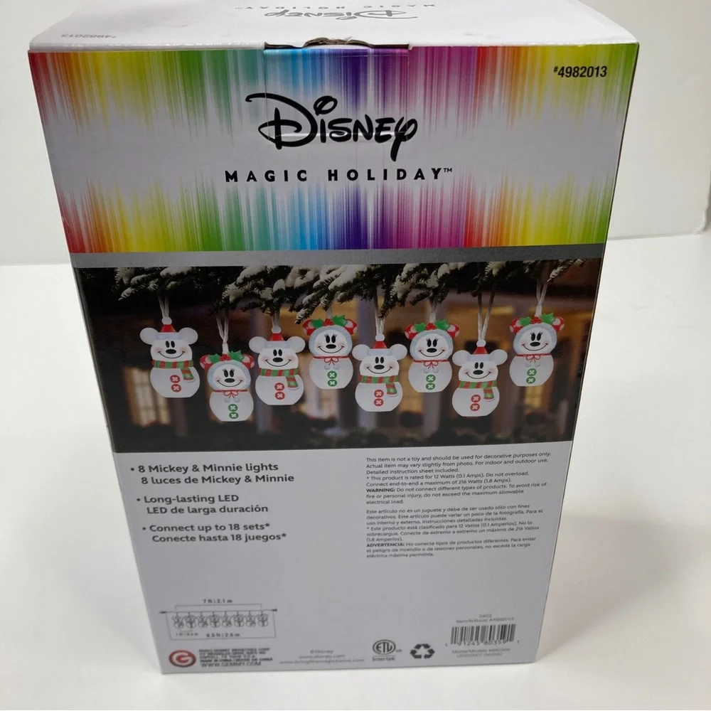 Disney | Magic Holiday Blinking Mickey & Minnie Mouse Snowman LED String Lights